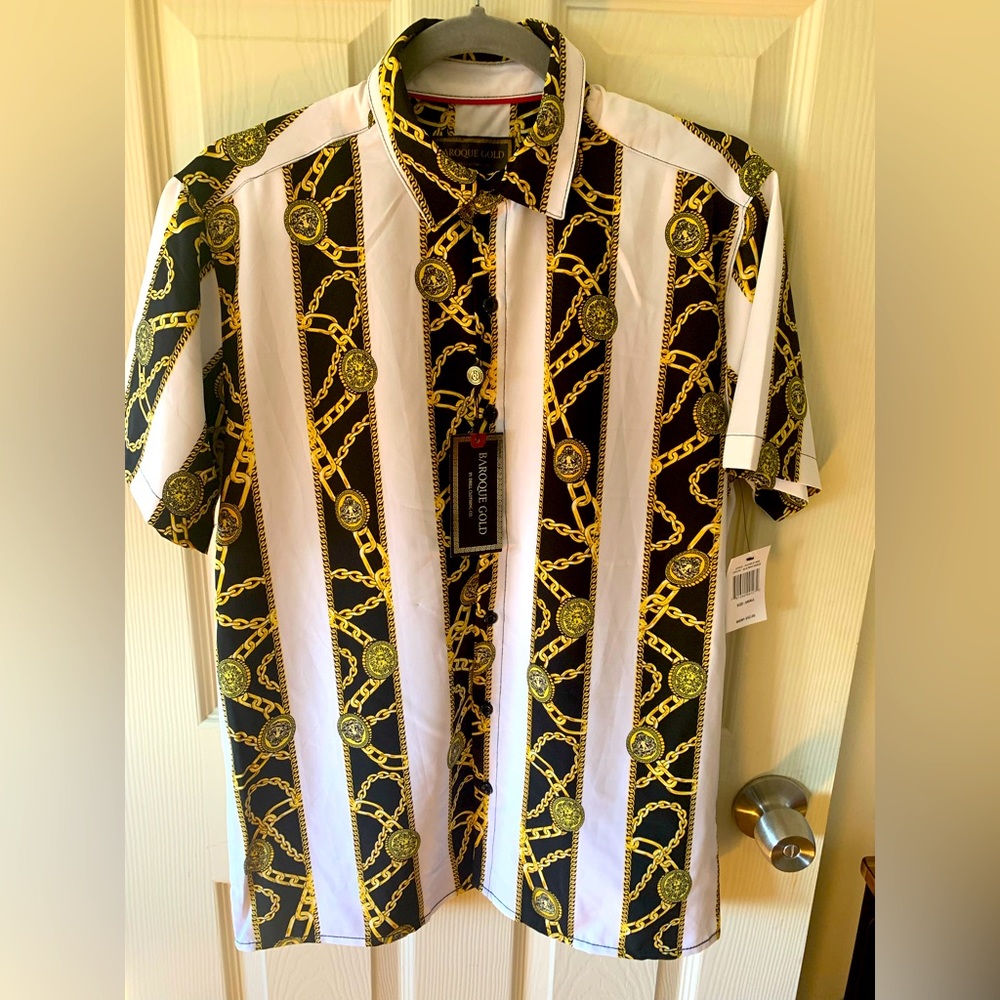Baroque Gold Elegant Men Shirt (Small)